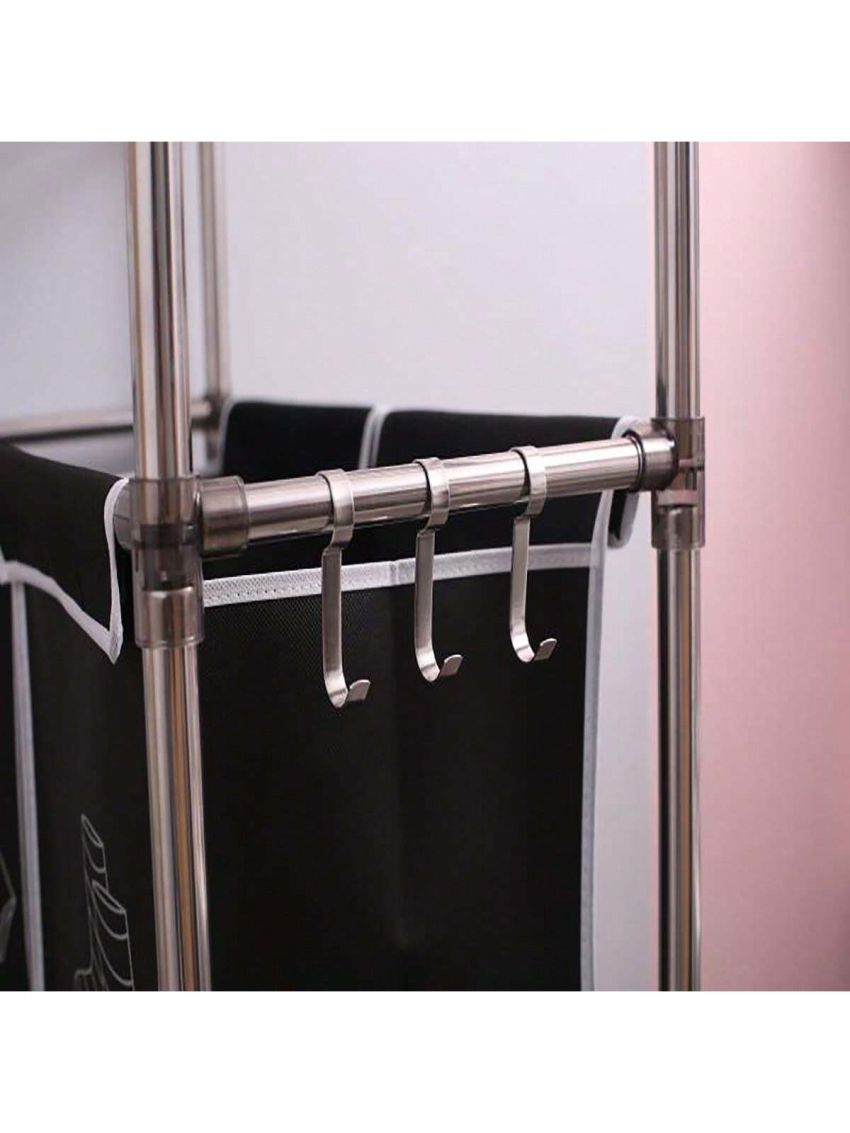 Laundry Hamper 3 Tier Laundry Sorter with 4 Removable Bags for Organizing Clothes, Laundry, Lights, Darks,Three hooks