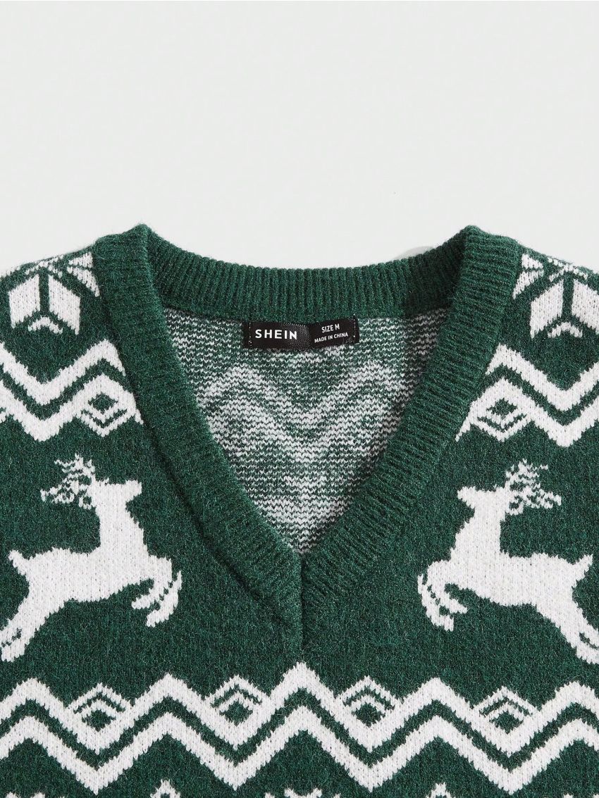 SHEIN Men Christmas Pattern Sweater Vest