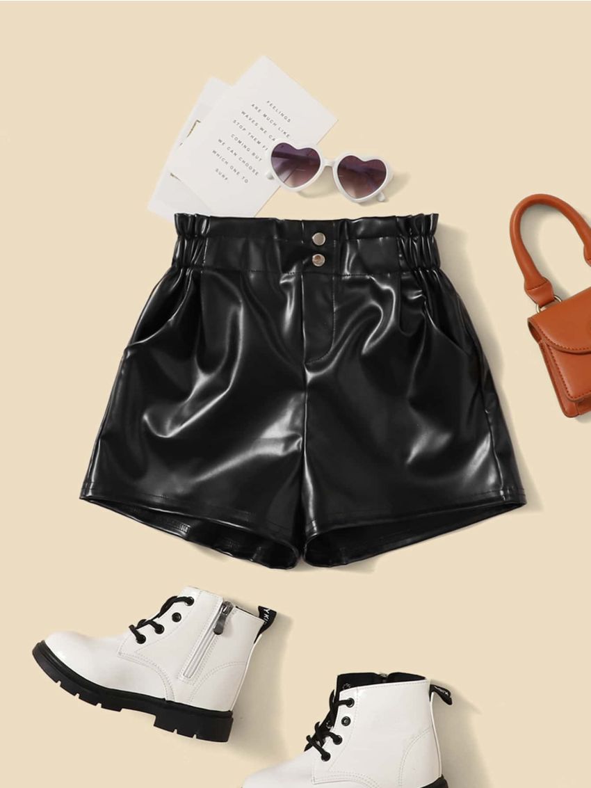 SHEIN Kids EVRYDAY Girls Paper Bag Waist Shorts