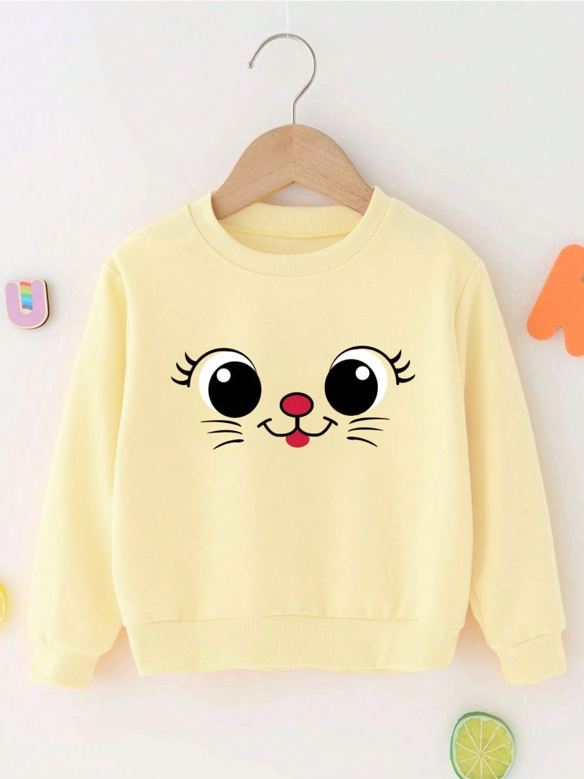 SHEIN Girls' Cartoon Printed Sweatshirt