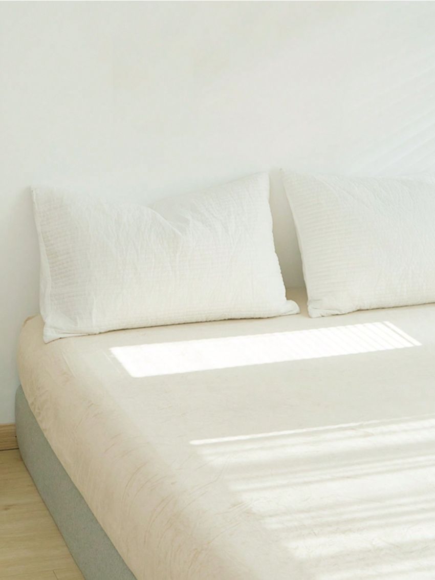 1pc Beige Crystal Velvet Fitted Sheet