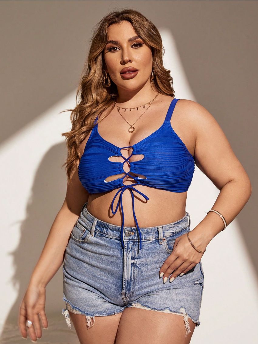 SHEIN Swim Basics Plus Size Women'S Bandeau Bikini Top