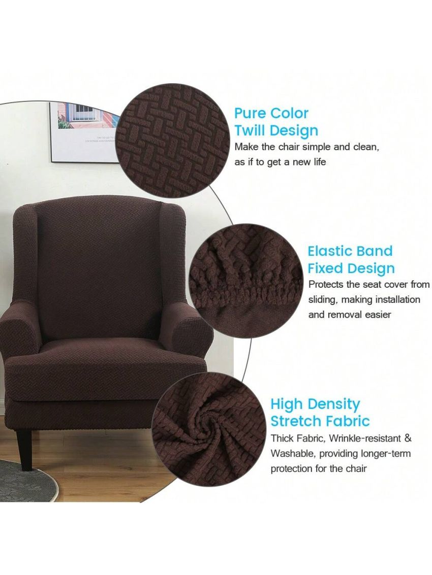 Wingback Armchair Cover Stretch Slipcover Elastic Wing Chair Cvoer Protector 2 Pieces