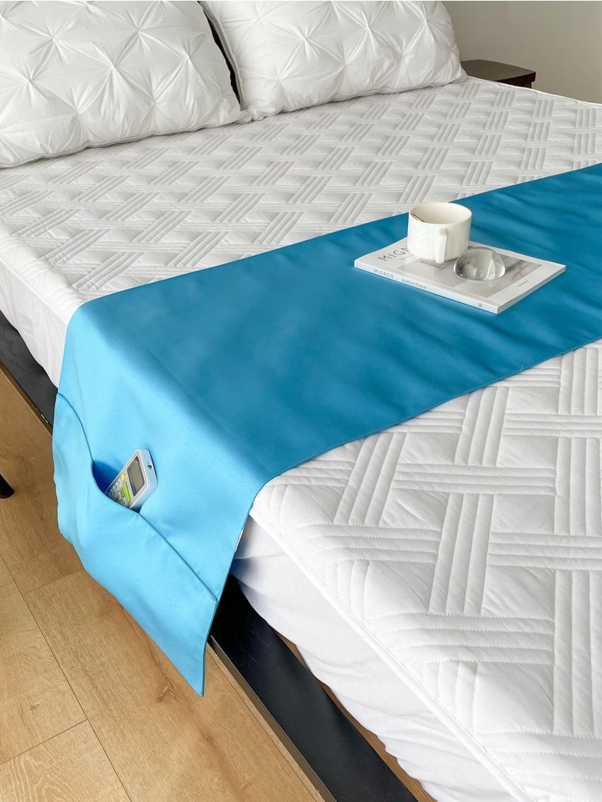 Solid Color Bed Runner With Side Pocket