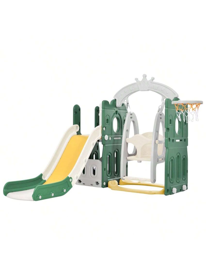 Merax Toddler Slide and Swing Set 5 in 1, Kids Playground Climber Slide Playset with Basketball Hoop Freestanding Combination for Babies Indoor & Outdoor