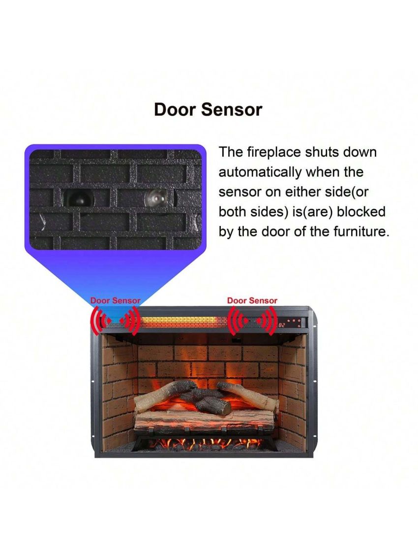 60 Inch Electric Fireplace Entertainment Center With Door Sensor-Jasmine white color