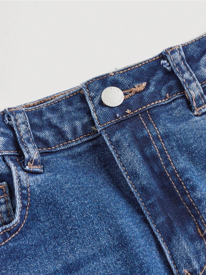 SHEIN Tween Girl New Arrival Y2k Style Blue Flared Denim Pants For Girl (Big Size)