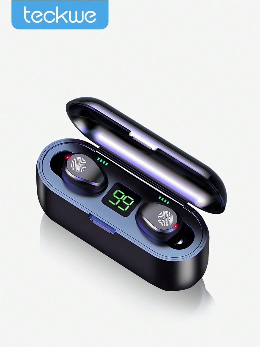 Teckwe Wireless Earbuds,High-End Wireless Headphones With LED Power Display,Noise Canceling, IPX7 Waterproof,Weightless And Comfortable In-Ear & 8MM Speaker,3Hrs Play Continuously & The Charging Box Can Be Charged 15 Times Perfect Gift For Birthdays