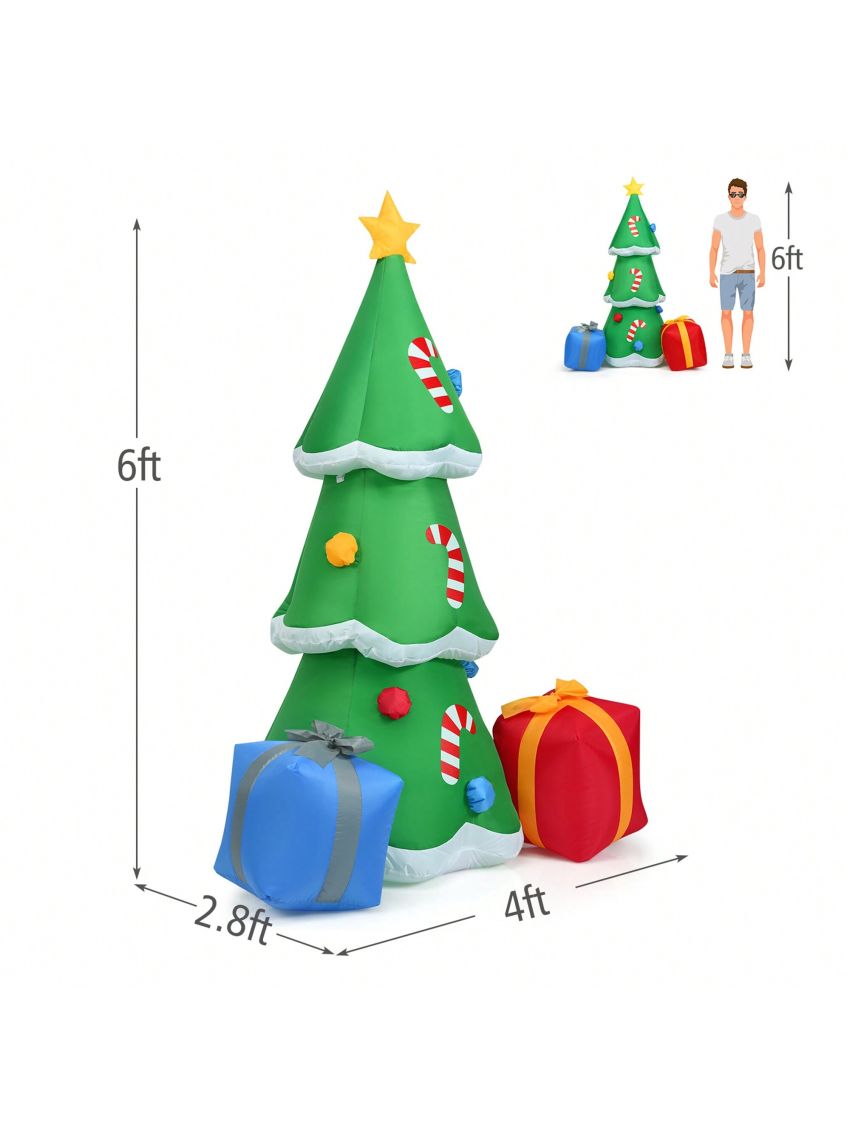 Gymax 6ft Inflatable Christmas Tree Indoor Outdoor Decoration w/ LED Lights