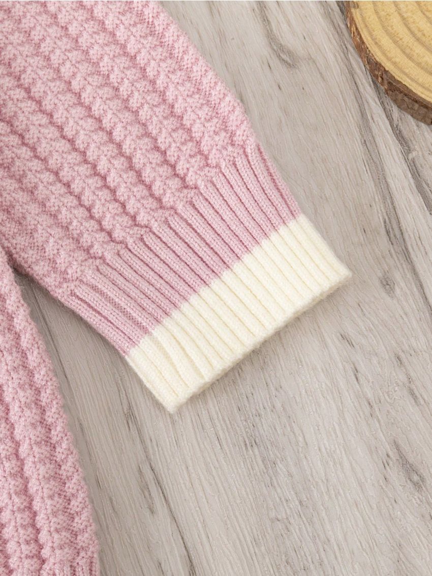 Baby Girls' Contrast Trim Long Sleeve Cardigan