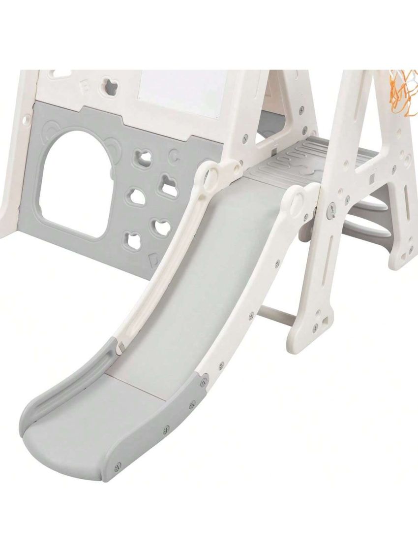 Merax 7-in-1 Toddler Climber and Slide Set Kids Playground Climber Slide Playset with Tunnel, Climber, Whiteboard, Toy Building Block Baseplates, Basketball Hoop Combination for Babies