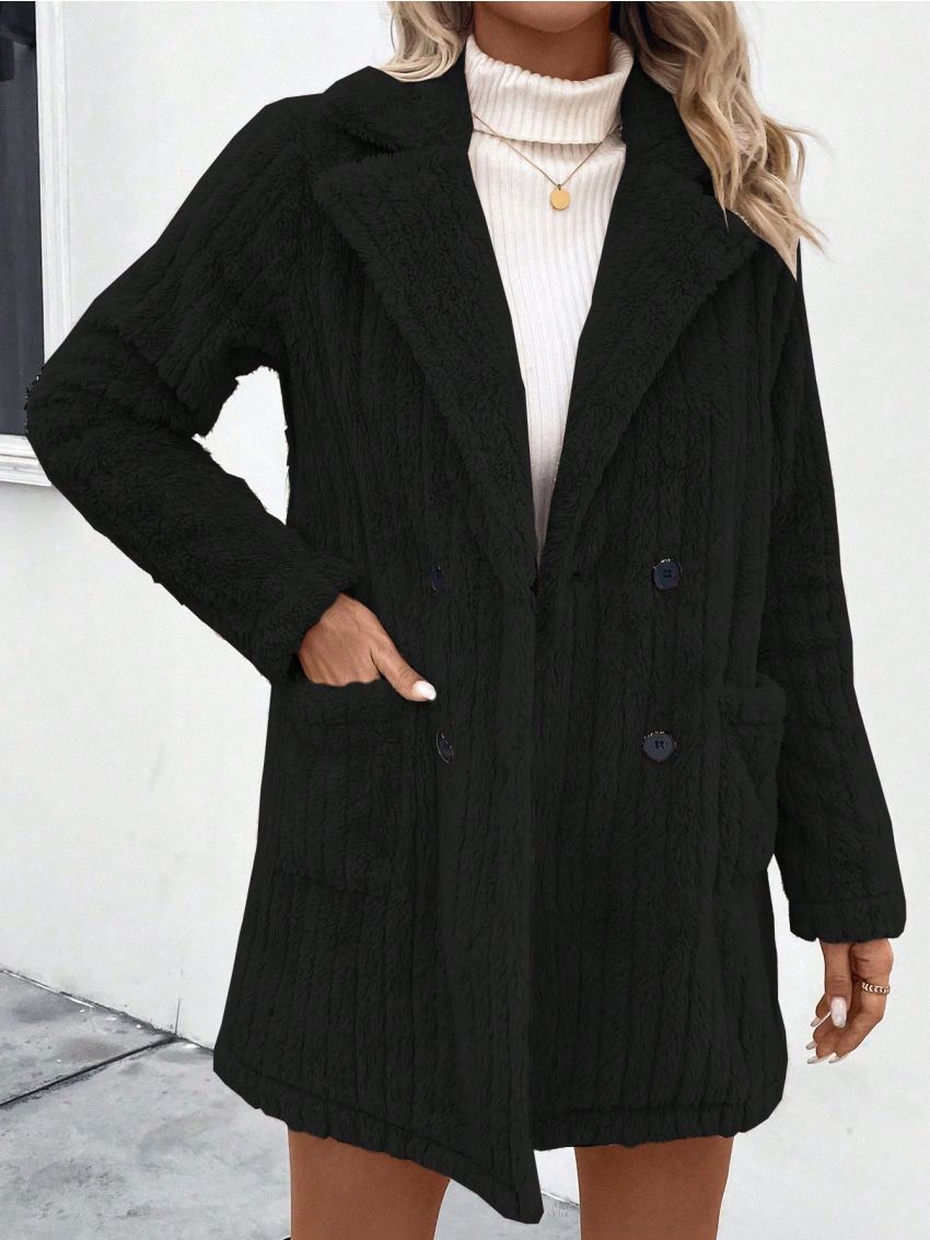 Women's Color Block Lapel Double-breasted Coat