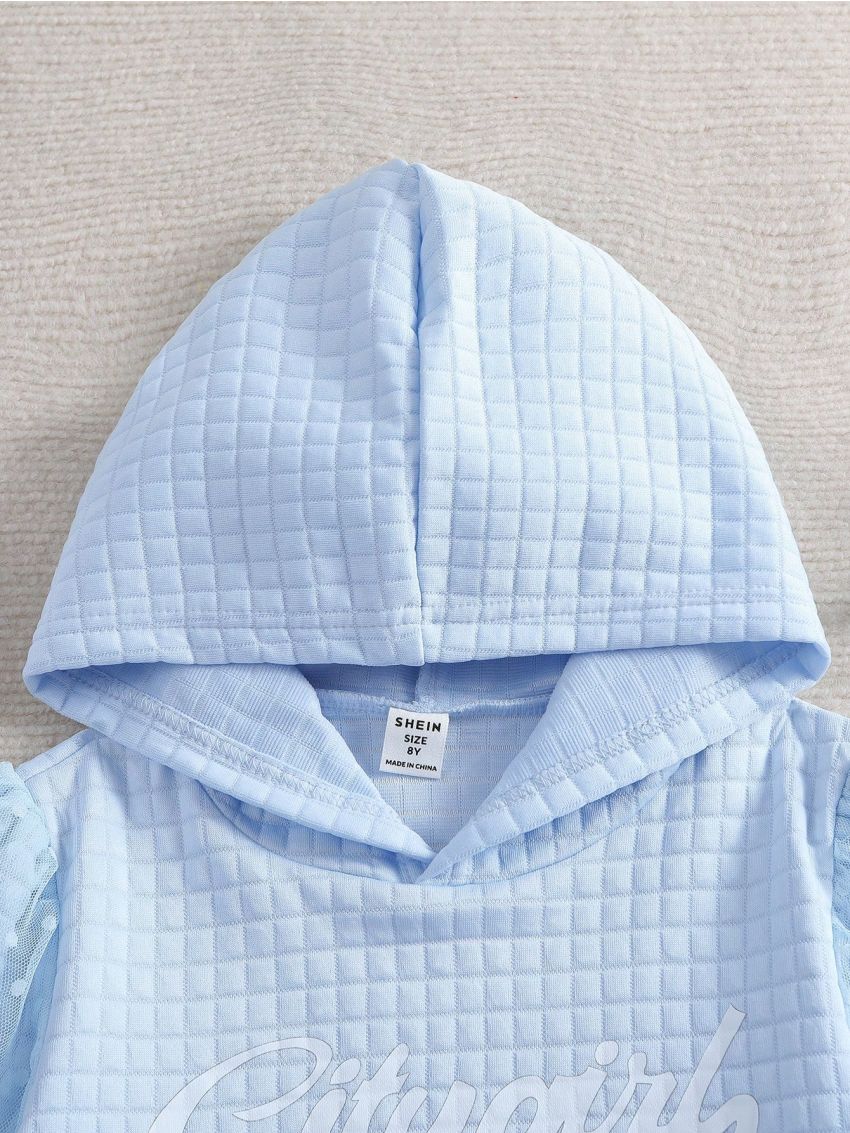 Tween Girl Letter Graphic Textured Hoodie & Sweatpants