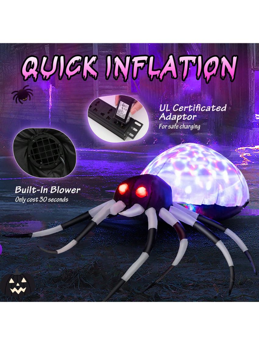Costway 3.5 FT Wall Inflatable Spider Halloween Holiday Decor with Multi-Color Lights