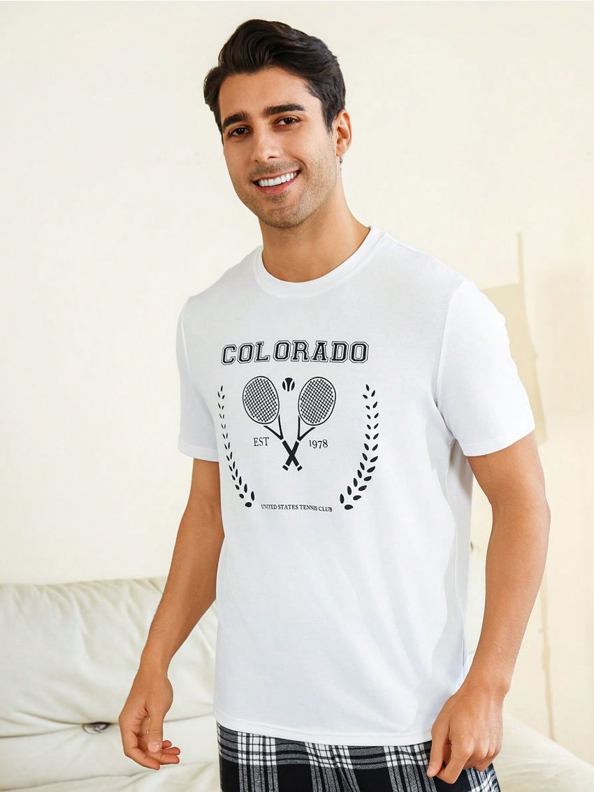 Men's Casual Homewear Top With Graphic Print