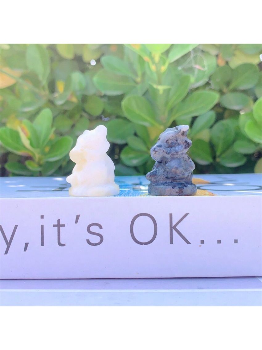 1pc Random Color Cute Carved Crystal Dinosaur Ornament; Natural Stone, May Contain Irregular Cracks And Small Gaps