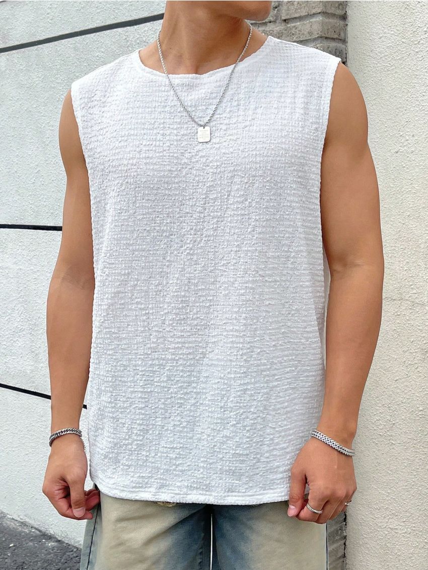 Manfinity Homme Men's Solid Color Textured Vest