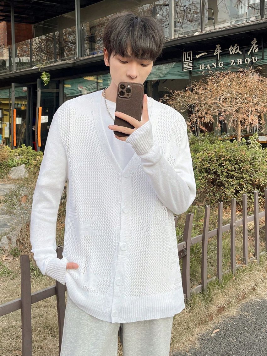 Men'S Long Sleeve Single Breasted Cardigan