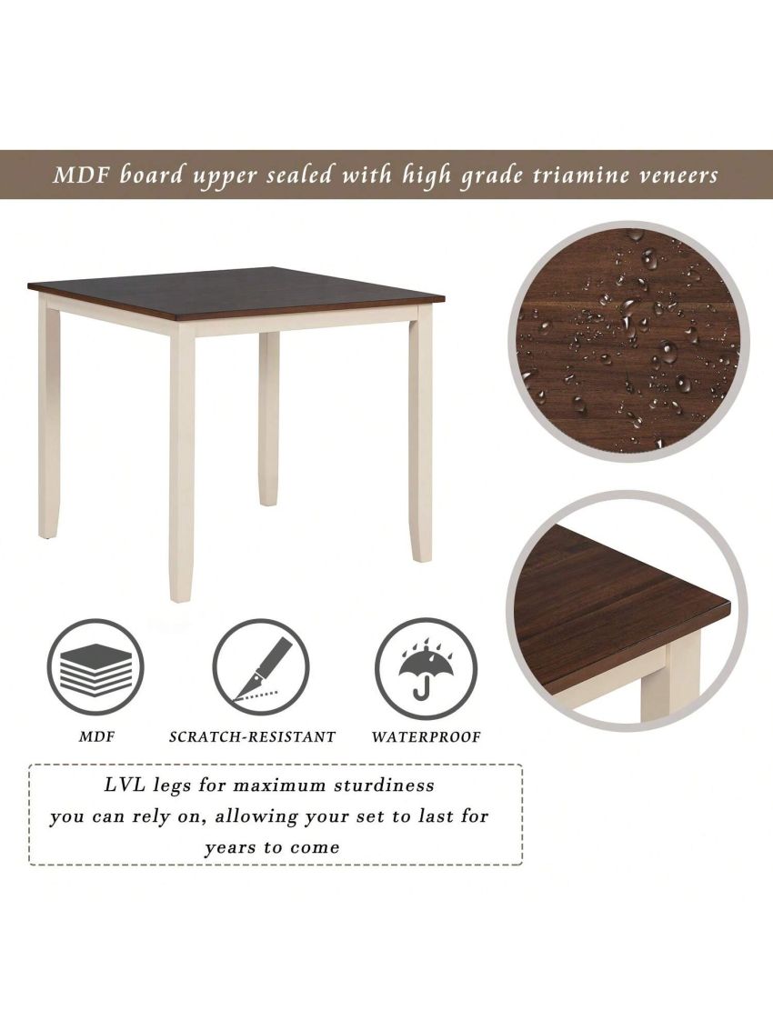 Nestfair 5-Piece Wooden Dining Set with Padded Chairs