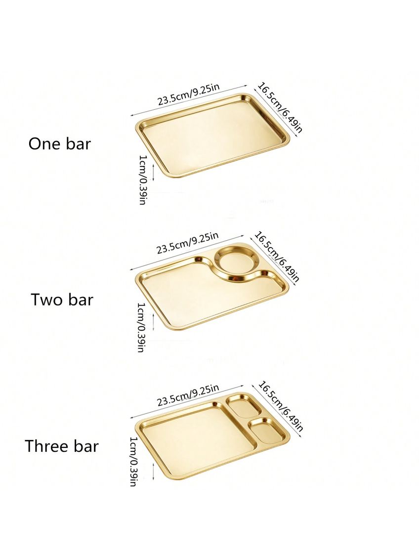 1pc Silver Stainless Steel Square Snack Plate, 3 Styles Available, For Serving Food, Bbq, Fruits, Snacks. Suitable For Dining Table Or Living Room Decoration.