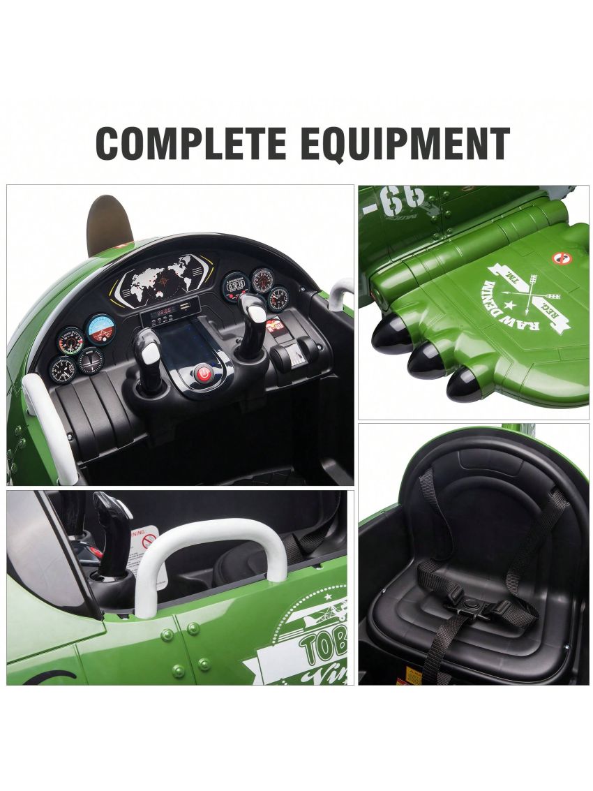 12-Volt Kids Electric Ride on Car Toy Airplane with Remote Control & USB