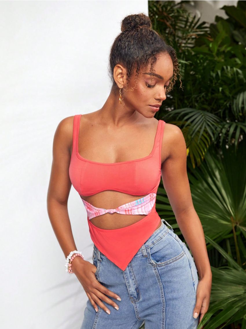 WANDERFUL Women's Fitted Sleeveless Cutout Top