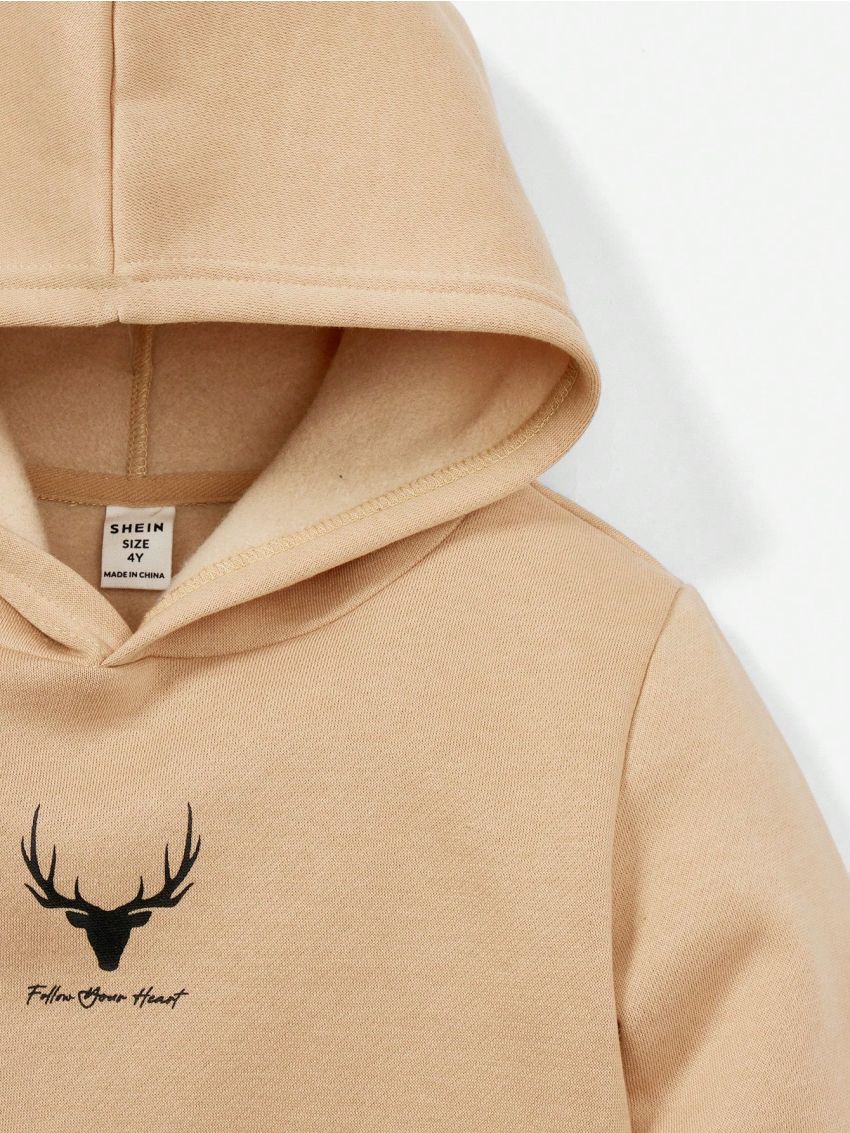 SHEIN Kids EVRYDAY Young Boy Slogan Graphic Thermal Hoodie