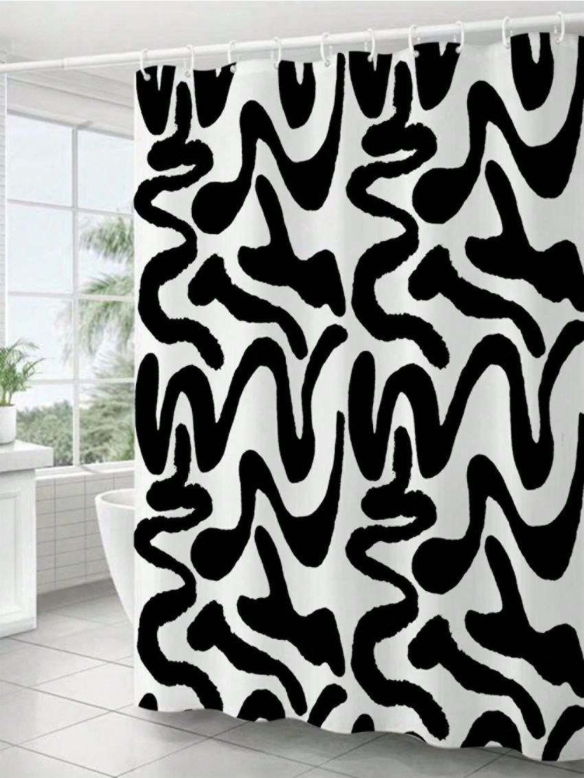 Le freak c est chic Black Twisted Line Pattern Waterproof Shower Curtain