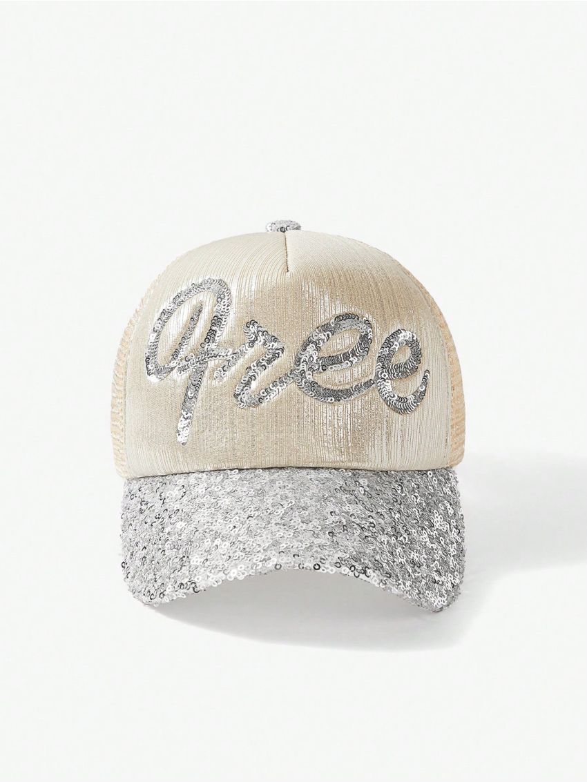 SHEIN SXY Letter Graphic Sequin Decor Baseball Cap