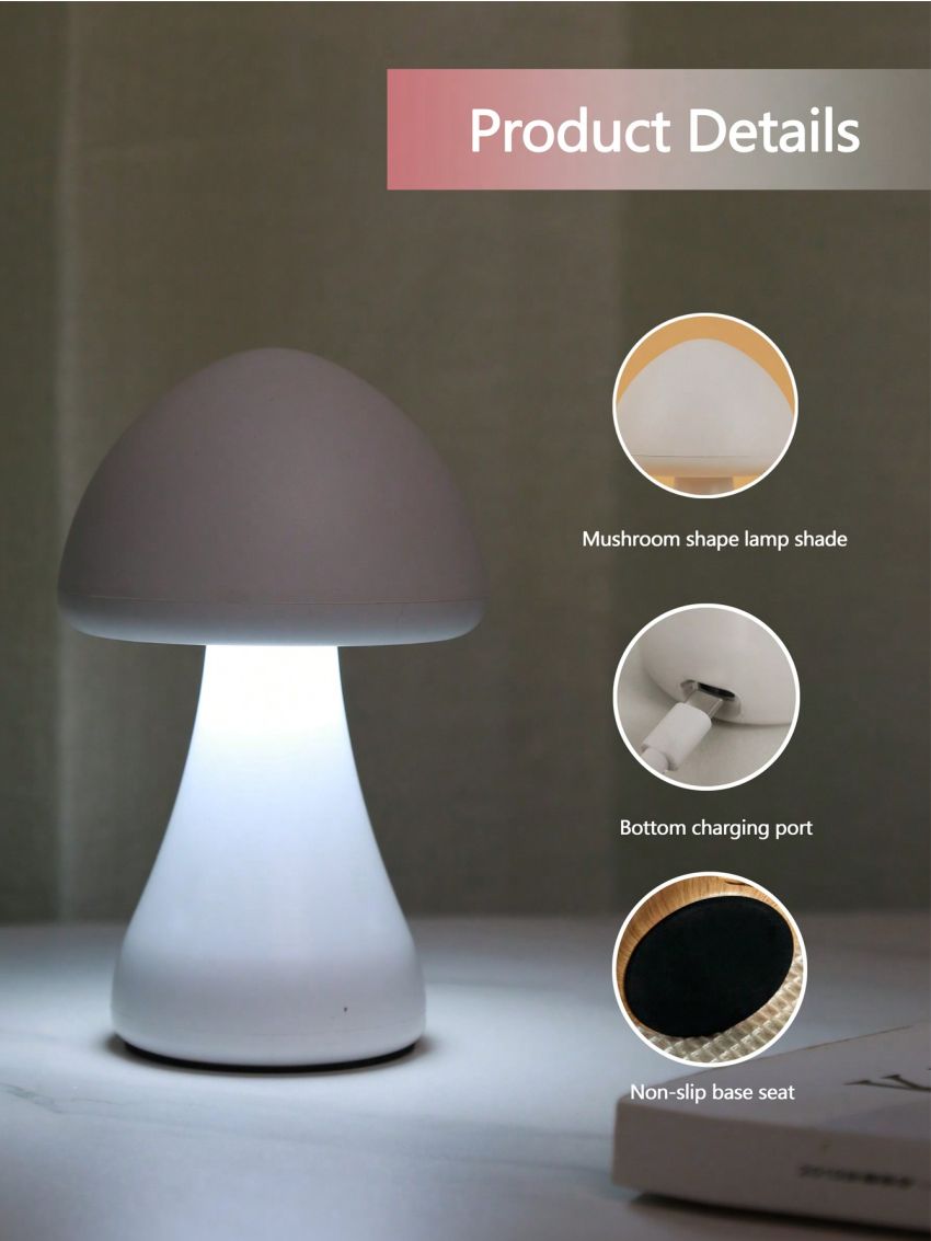 1pc 3-color Mini Mushroom Decor Desktop Night Light & Mini Mushroom Decorative Night Light