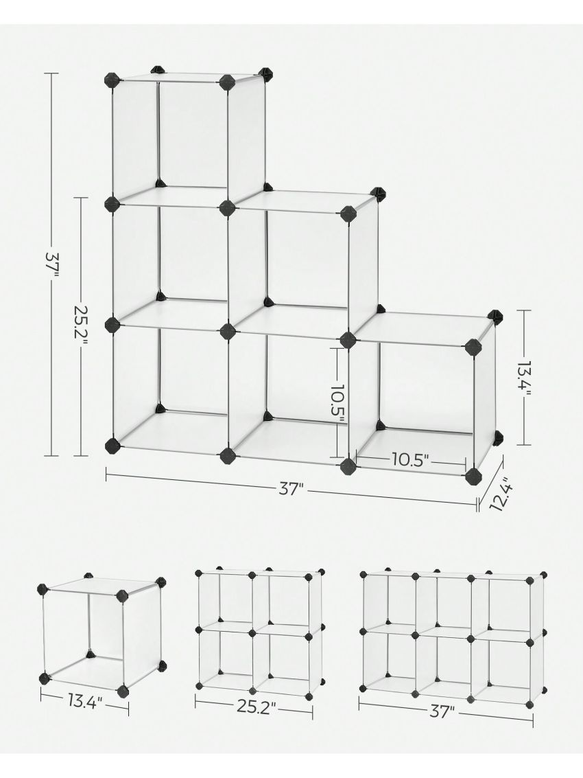 SONGMICS Cube Storage Organizer Stackable, Set of 12 Plastic Cubes, Book Shelf, Closet Organizers and Storage, Room Organization for Bedroom Living Room, 12.2 x 36.6 x 48.4 Inches, Black,White