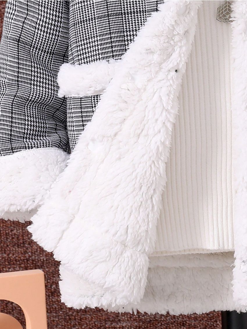 Boys' Casual Thickened Houndstooth Fleece Lined Jacket