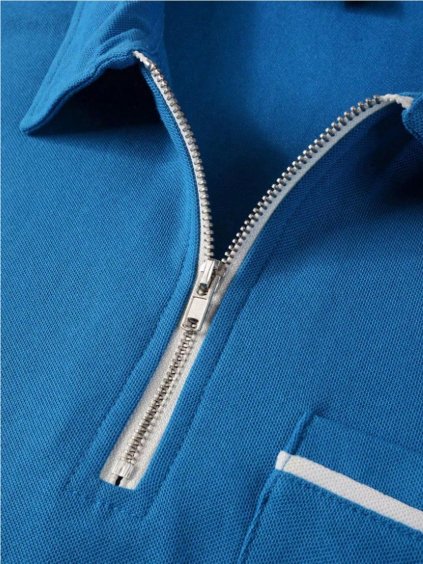 Extended Sizes Men's Plus Size Zipper Half-placket Polo Shirt