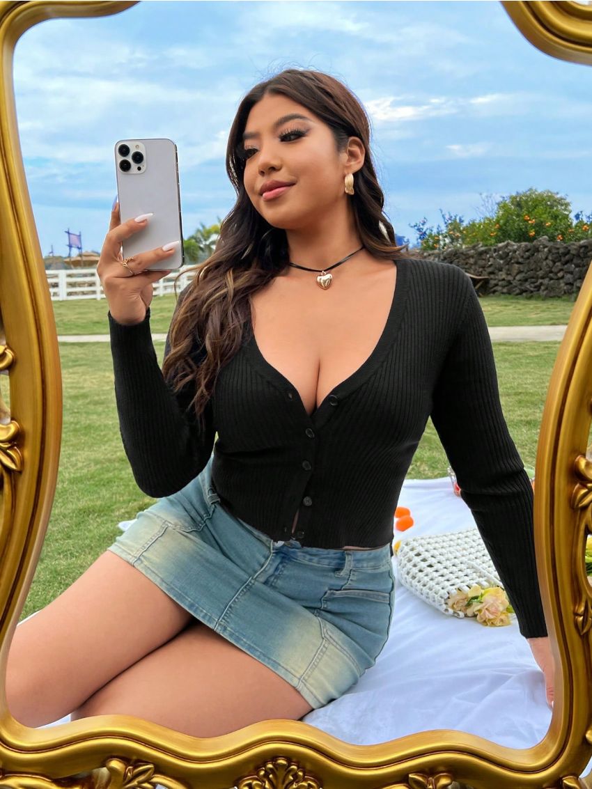 Women's Plus Size Button Up Cardigan Sweater