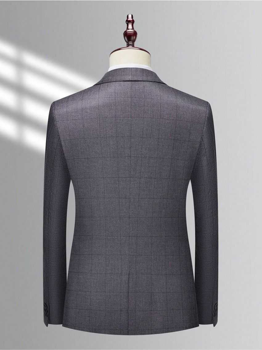 Manfinity Mode Men's Plaid Business Suit Set