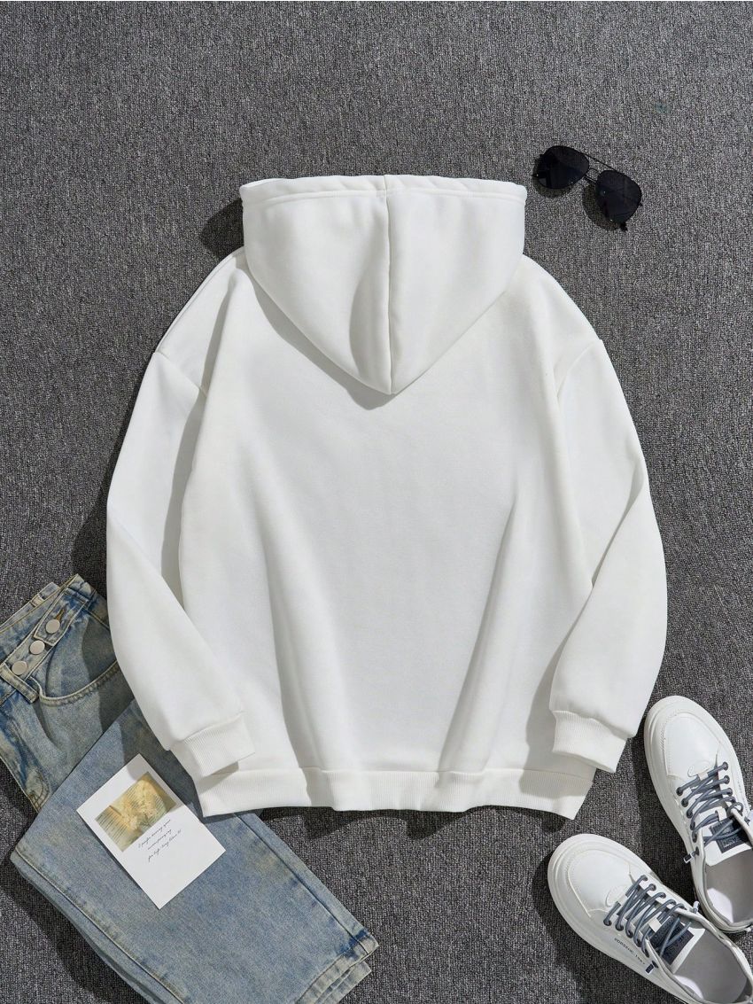 Boys' Hooded Sweatshirt With Letter & Bear Print, Youth