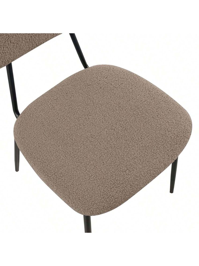 Dining Room Chairs Set of 2, Modern Comfortable Feature Chairs with Faux Plush Upholstered Back and Chrome Legs, Kitchen Side Chairs for Indoor Use Home, Apartment