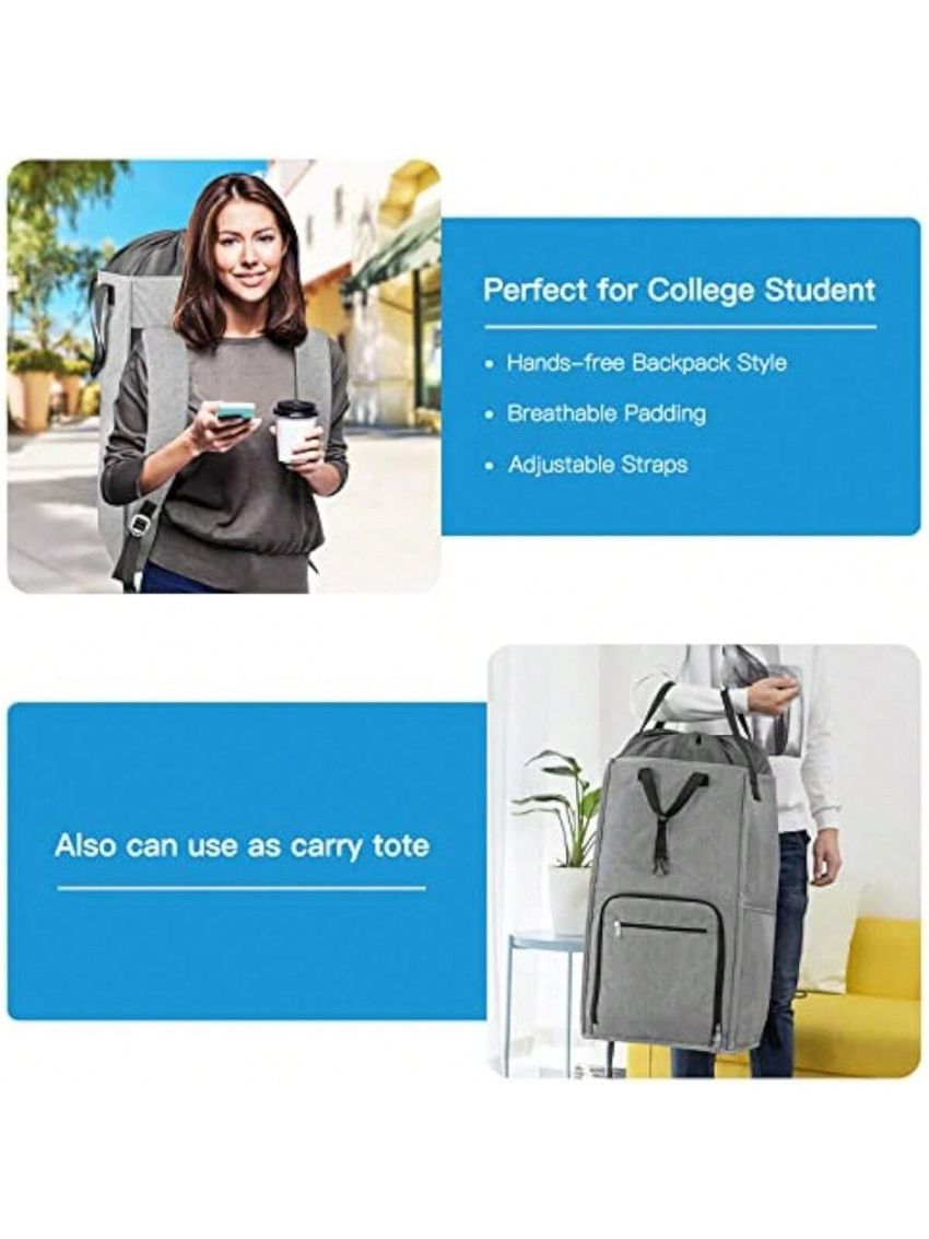 Laundry Backpack Bag, Extra Large 2 in 1 Laundry Hamper Basket for College Students Dorm Essentials, Adjustable Shoulder Straps, Freestanding Laundry Bag for Apartment, Laundromat, Travel