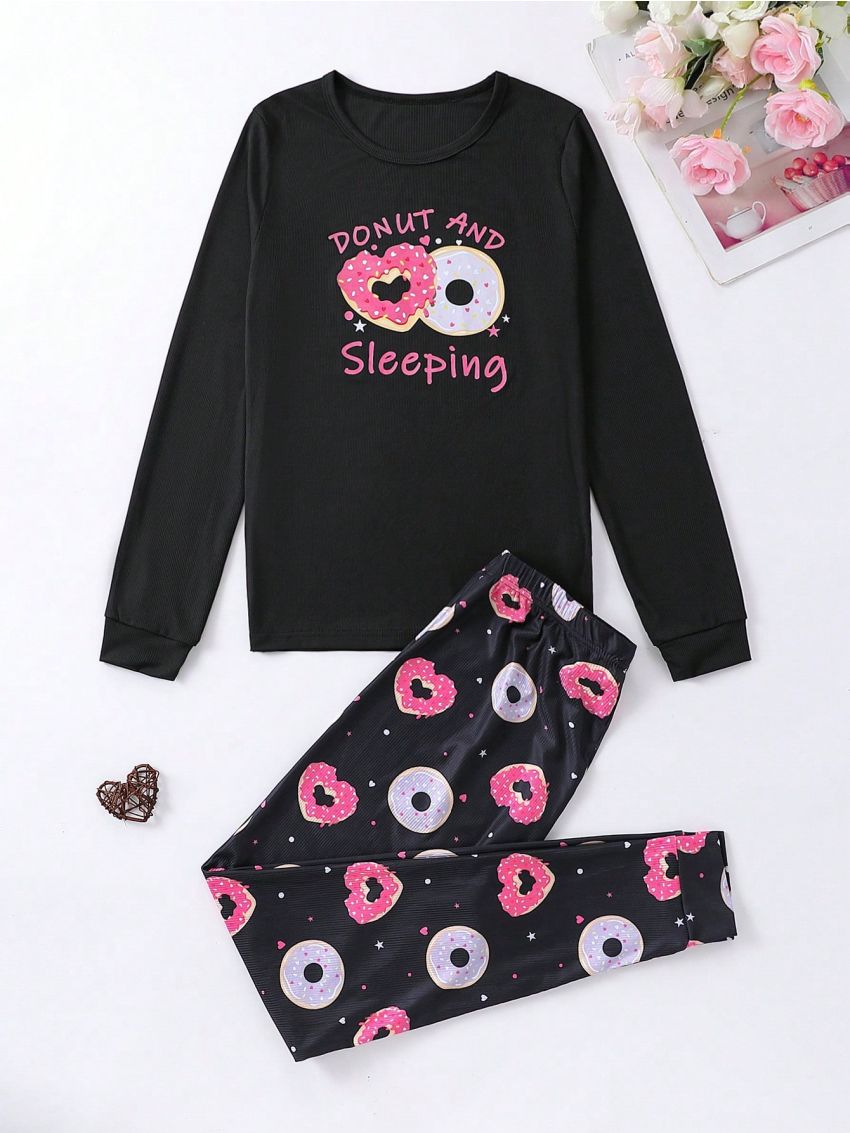 Teenage Girls' Long Sleeve And Pants 2 Piece Pajama Set
