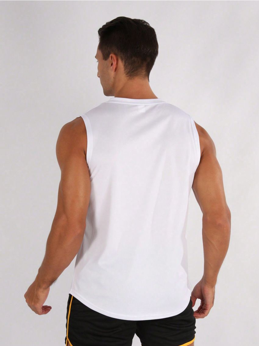 Men's Sleeveless Sports Top With Letter Print