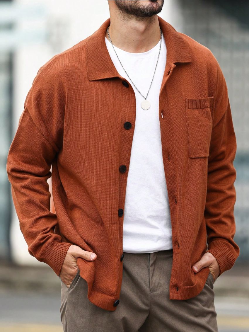 Manfinity Sporsity Men's Button-up Cardigan With Pockets On Front And Buttons