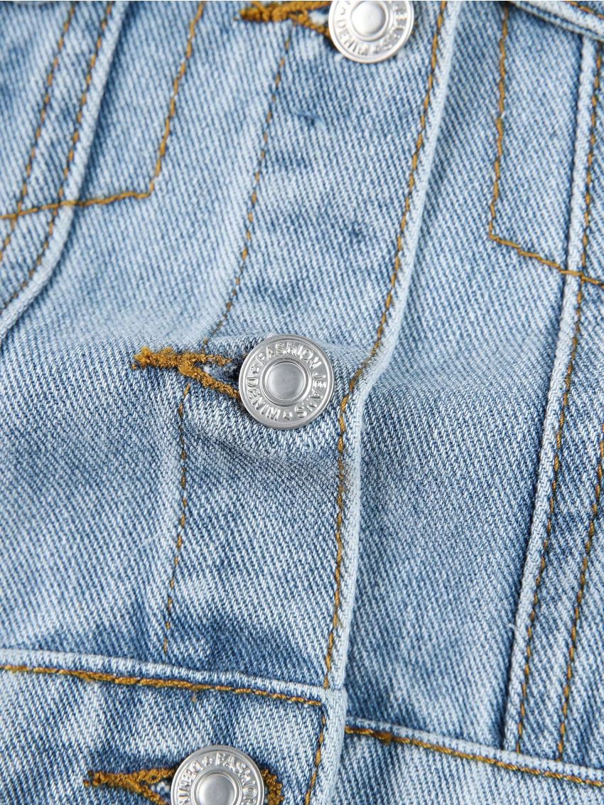 Baby Girl Letter & Heart Print Denim Jacket