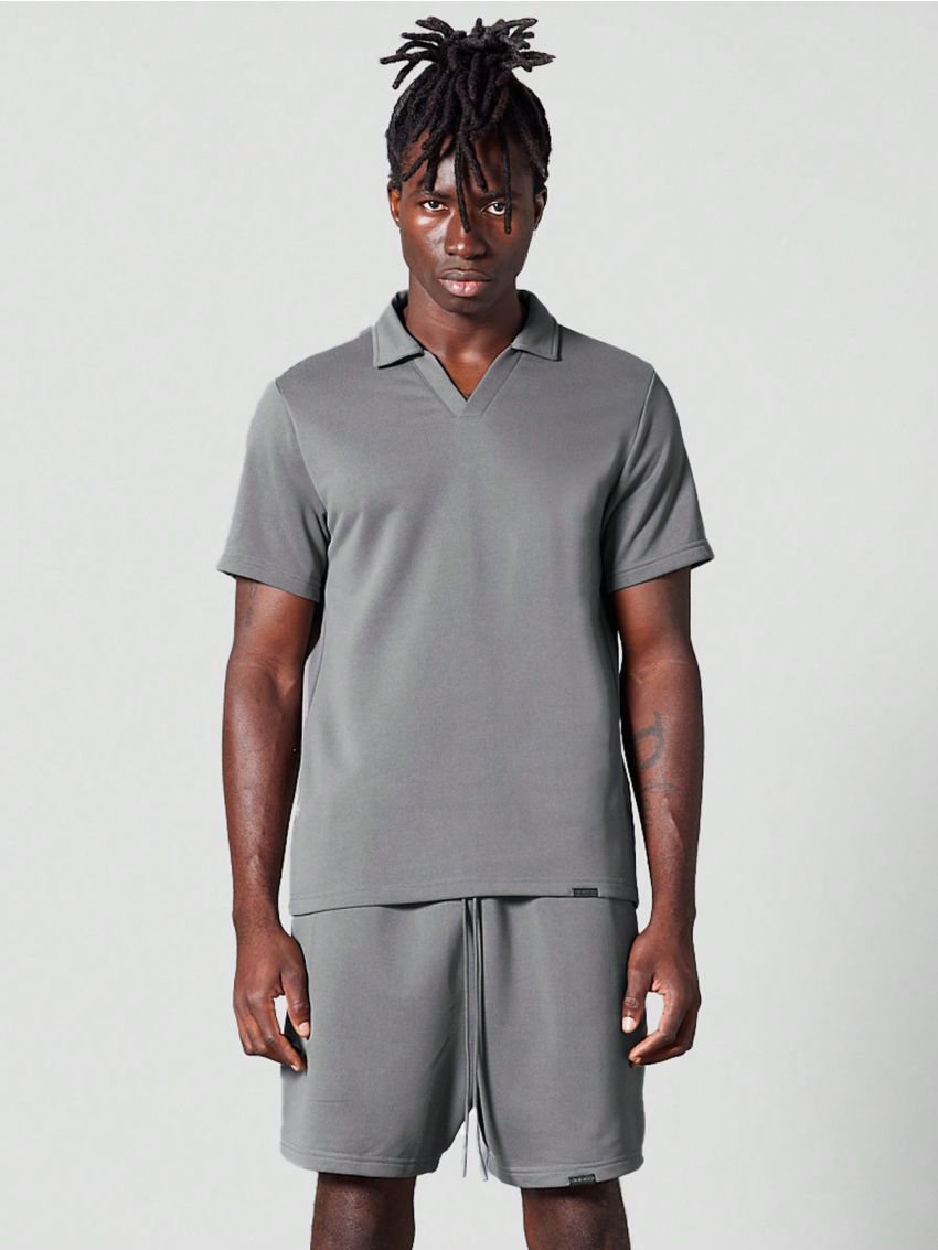 SUMWON Open Neck Polo Shirt And Short Set