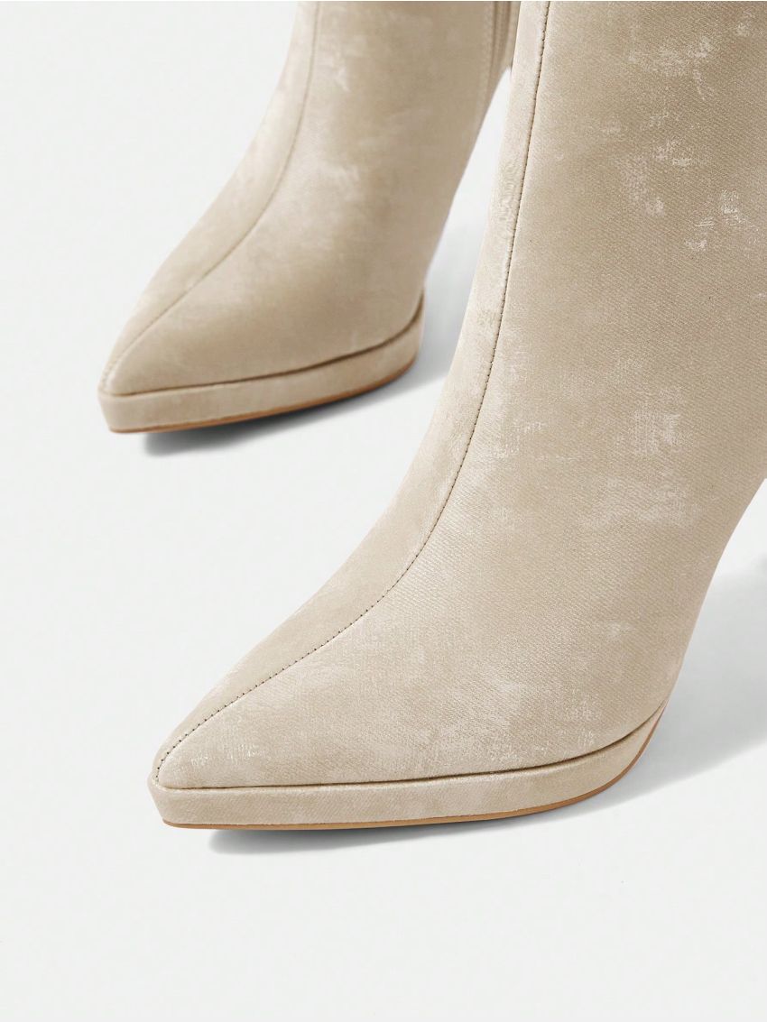 SHEIN Belle Rhinestone Detail Pointed Toe Stiletto Ankle Boots