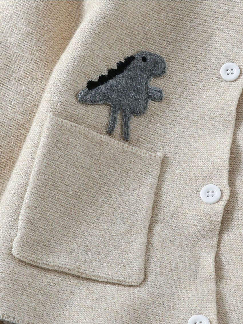 Infant Boys' Cute Dinosaur Pattern Cardigan With Double Pockets
