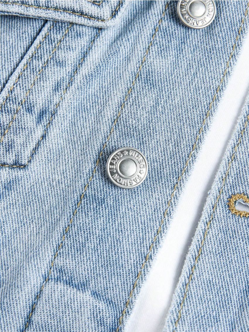 Boys' Broken Hole Denim Jacket With Slogan Print