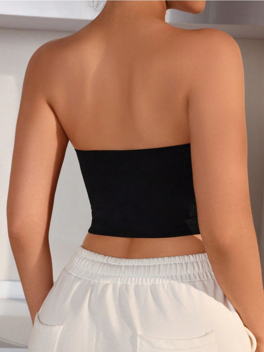SHEIN Solid Color Bandeau Top