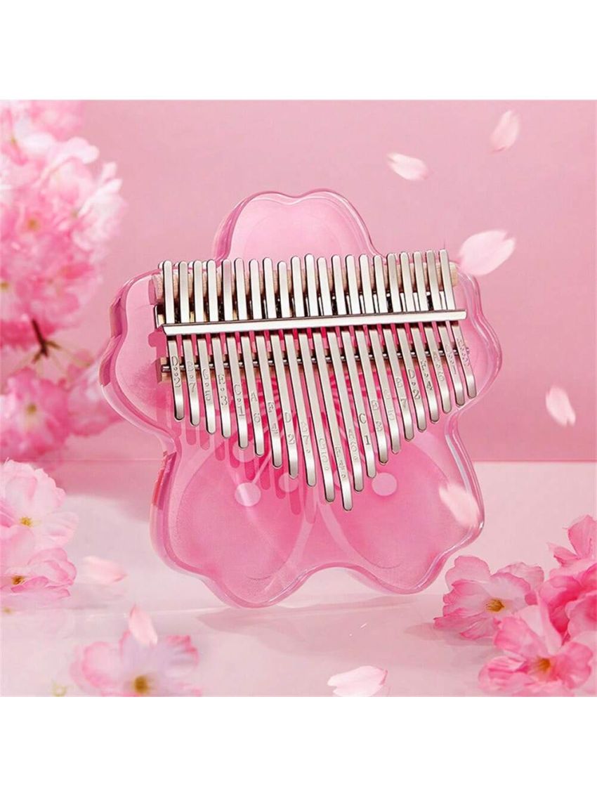 Thumb Piano Cherry Blossoms Shape, 21 Keys Acrylic Finger Piano Keyboard Instrument, for Kids Adults Beginners, Portable Keyboard Musical Instruments Birthday Gift