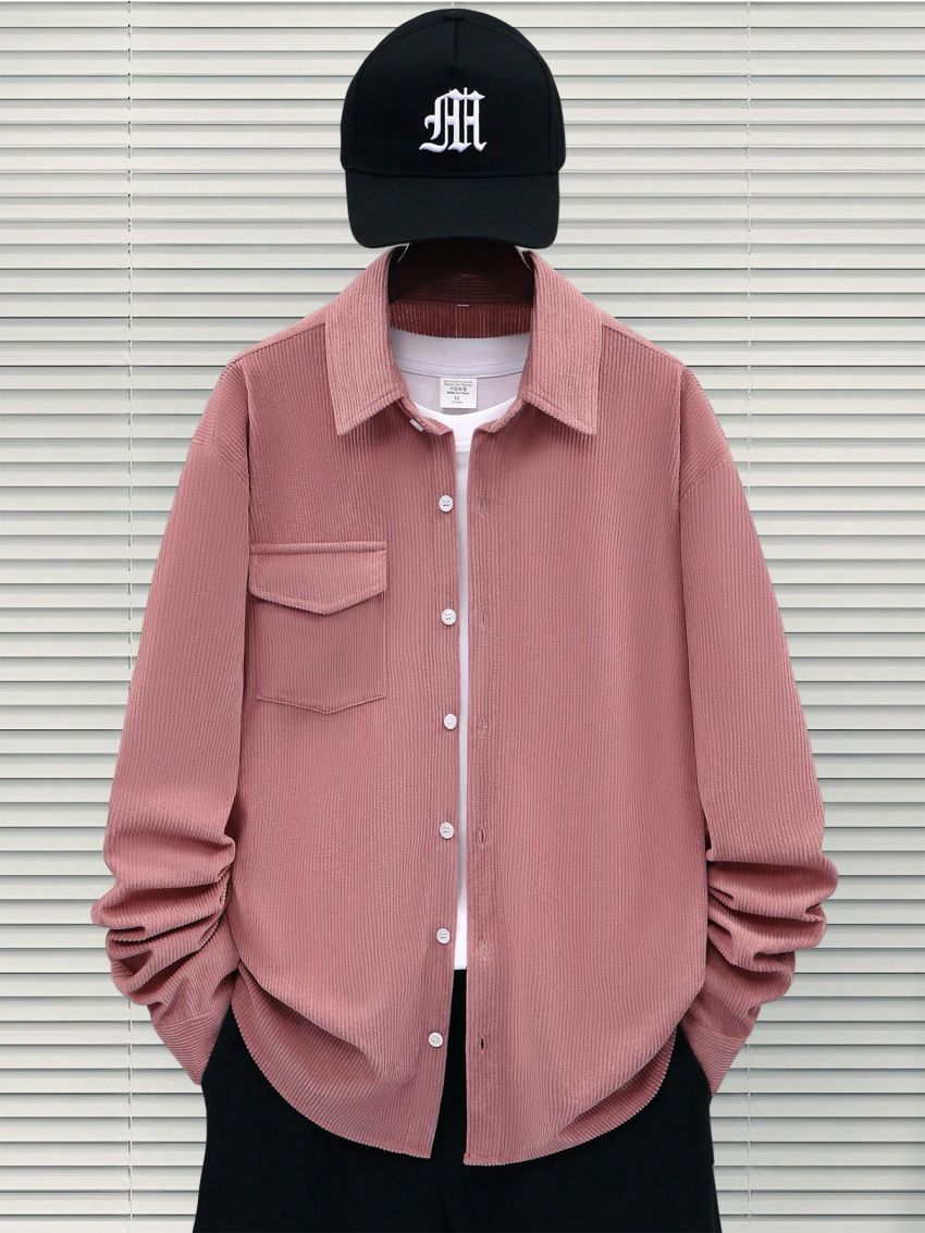 ROMWE Street Life Men's Solid Color Turn-down Collar Shirt