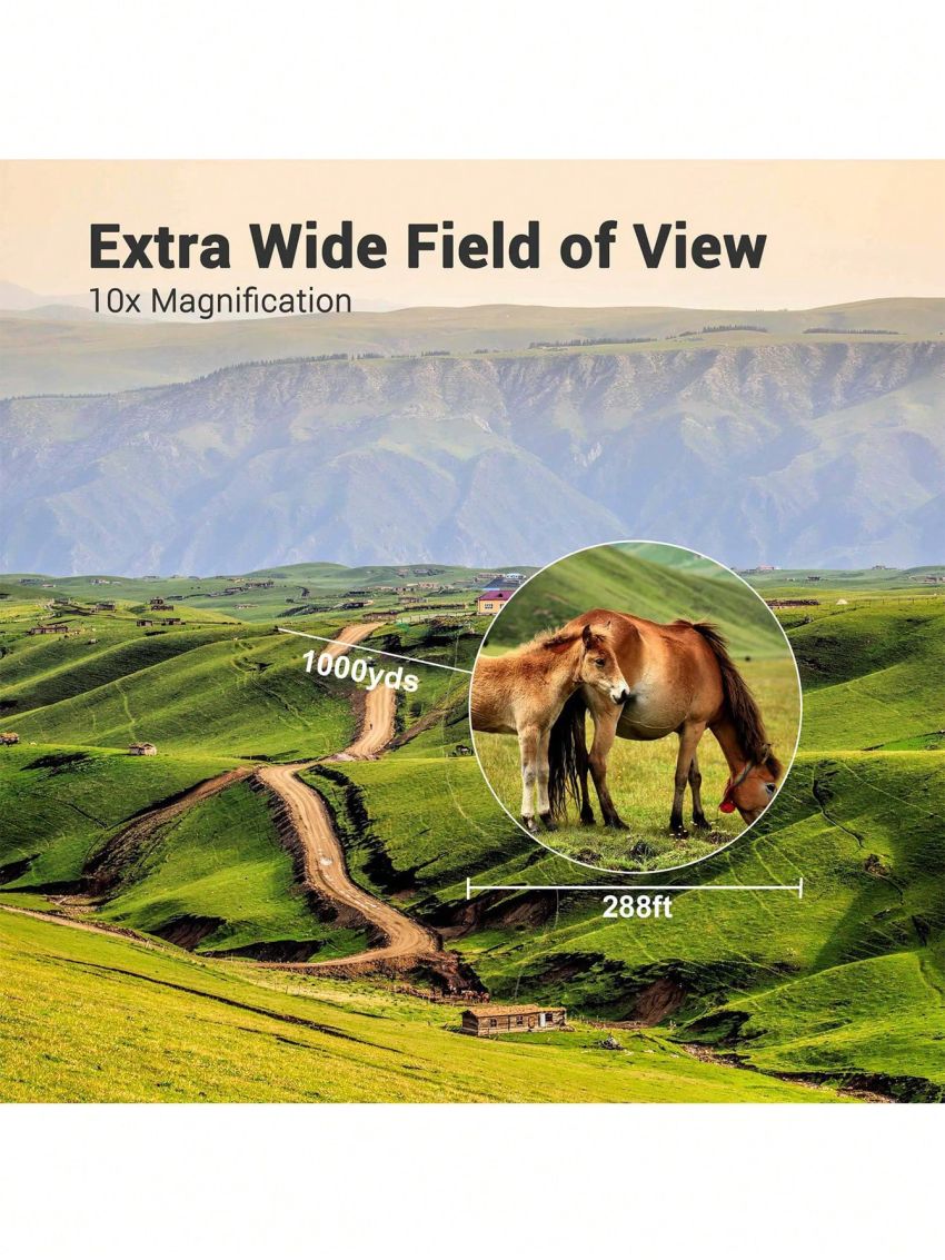 HD Waterproof 10-22x50 Zoom Binoculars BAK-7 Porro Prism Wide Angle Compact Telescope Day Vision Black